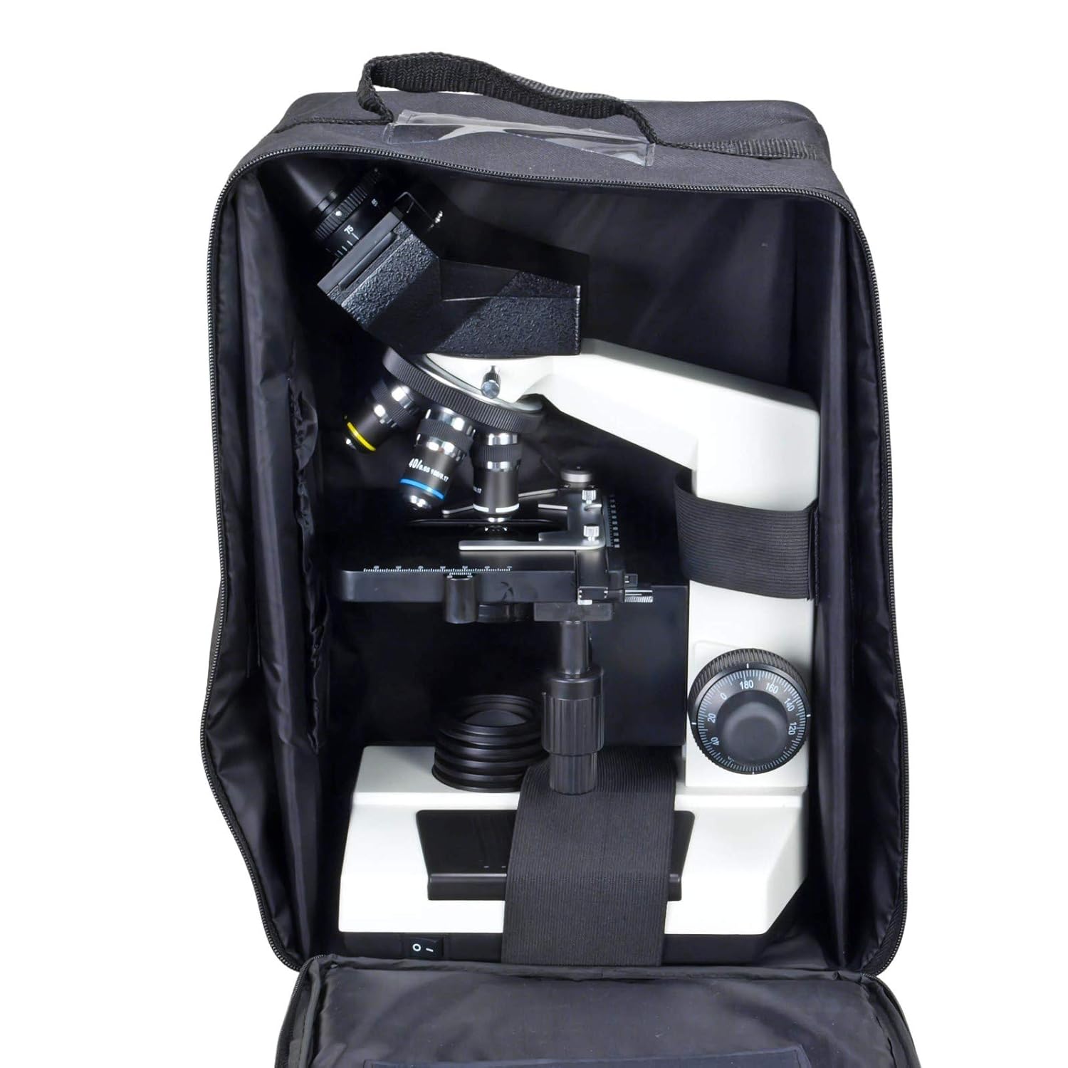 OMAX 40X-2000X Lab Binocular Compound Microscope with Vinyl Carrying Case and 100 Pieces Glass Slides and Covers