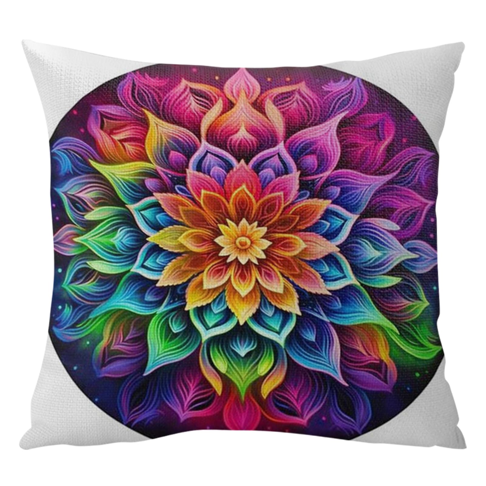Poetrydraw Multicolor Mandala Full 11Ct Diy Stamped Embroidery Pillow Kit 45X45cm For Adults (Mandala C)
