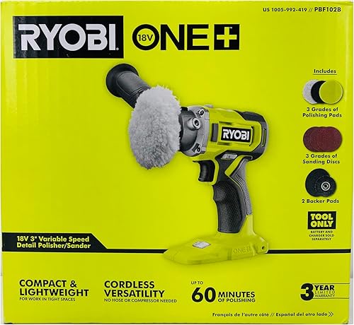 Miniatura 6 de RYOBI Kit de pulidorlijadora de detalles de velocidad variable inalámbrica de 18 V de 3 pulgadas con (1) batería y cargador - Empaquetado a granel