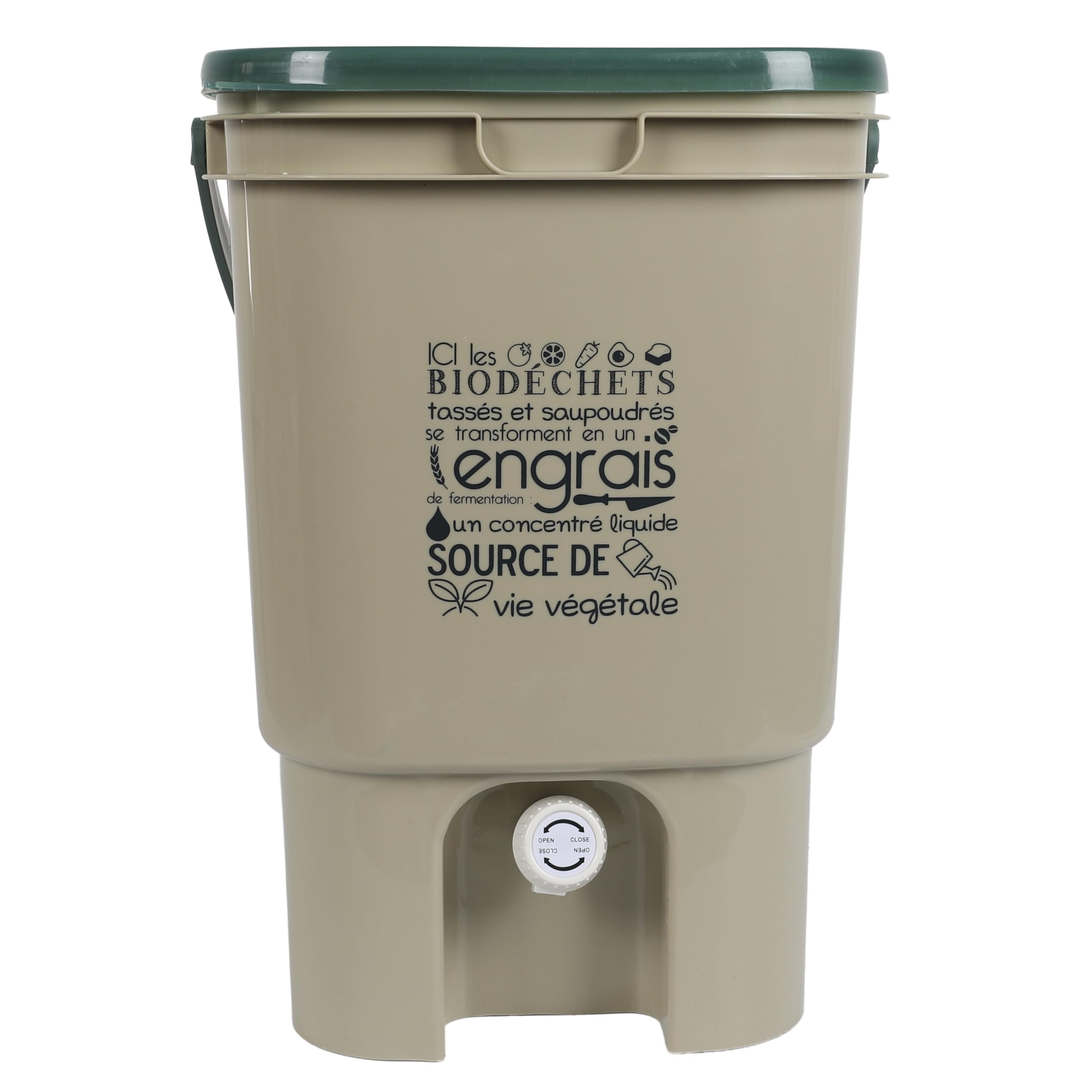 JECHERCHE UNE IDÉE - ME0022 Composteur de Cuisine avec Robinet et Spray - Collecte Intérieure - Méthode Bokashi - Tamis Inclus - Vaporisateur 400mL - Pratique et Fonctionnel