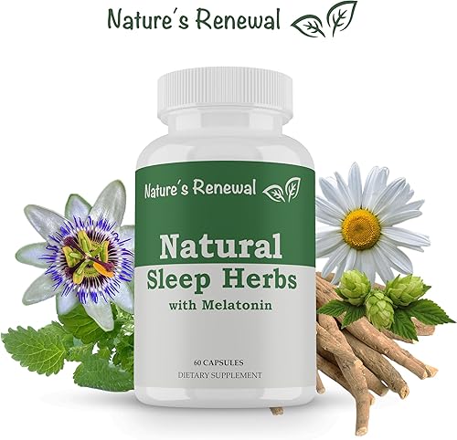 Miniatura 7 de Nature's Renewal Suplemento natural de hierbas para dormir con melatonina, flor de la pasión, L-triptófano, lúpulo, Ashwagandha, manzanilla, 60
