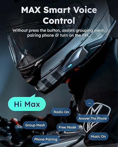 Miniatura 3 de Auriculares Bluetooth S1 para motocicleta con 3 modos de intercomunicación, comunicación de malla de 8 conductores, voz AI, radio FM, volumen