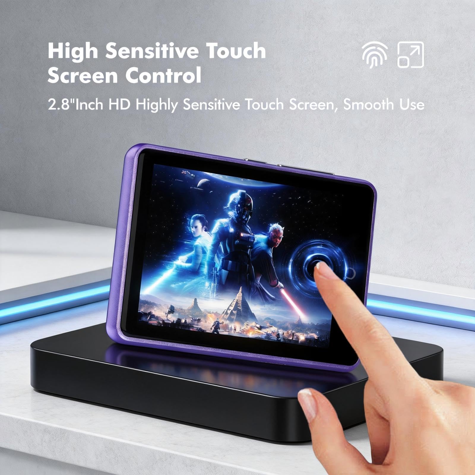 Lecteur MP3 32 Go avec Bluetooth 5.3 avec Haut-Parleur pour Enfants, qualité sonore HiFi, écran Tactile 2,8 Pouces, Radio FM, enregistreur Vocal, Prend en Charge Les Cartes TF jusqu'à 128 Go (Violet)