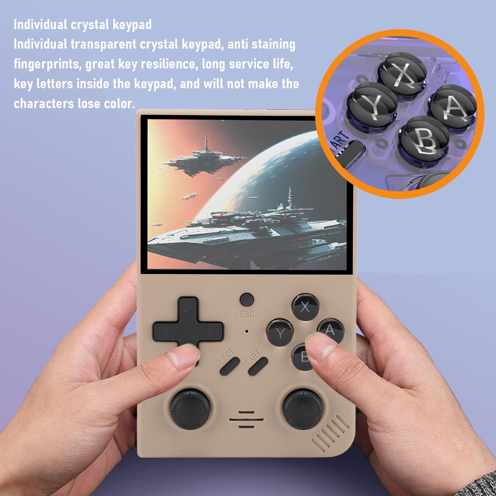 POENVFPO Przenośna Konsola Gier Wideo Retro Przenośna Konsola do Gier z Podwójnymi Joystickami 3D dla Dzieci, Open Source na Kemping, 3,5 -calowy Ekran IPS RK3326 Quad Core 1,5 GHz (GRAY)