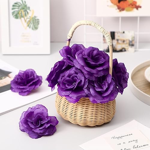 Miniatura 7 de Yuxung 200 flores artificiales de seda falsa de 3 pulgadas con tallo de esmeralda, rosa sintética y tallo de 6 pulgadas para boda, ramo de novia,