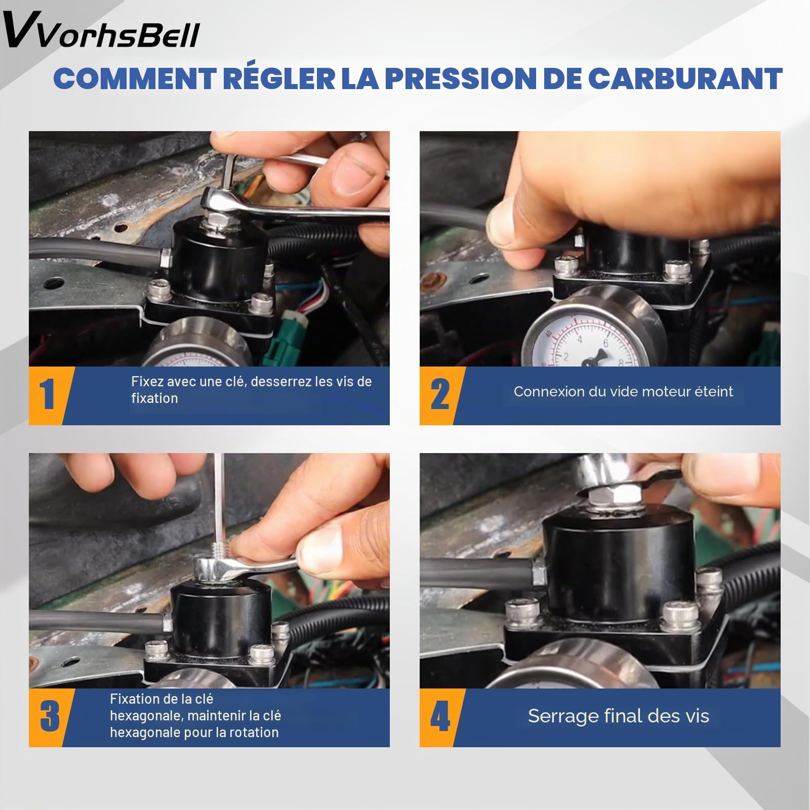 Régulateur de pression pour carburant, réglable 0-140 PSI, en aluminium, universel, régulateur de pression d'essence, en alliage avec manomètre