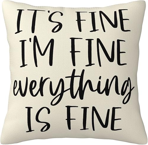 Miniatura 1 de Its Fine Im Fine Everything is Fine - Funda de cojín cuadrada de lino para sofá, 16 x 16 pulgadas