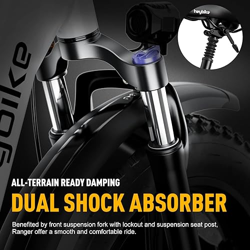 Miniatura 6 de Heybike Ranger - Bicicleta eléctrica plegable de 20 x 40 para adultos bicicleta eléctrica escalonada con motor de 500 W batería extraíble de 48 V 15