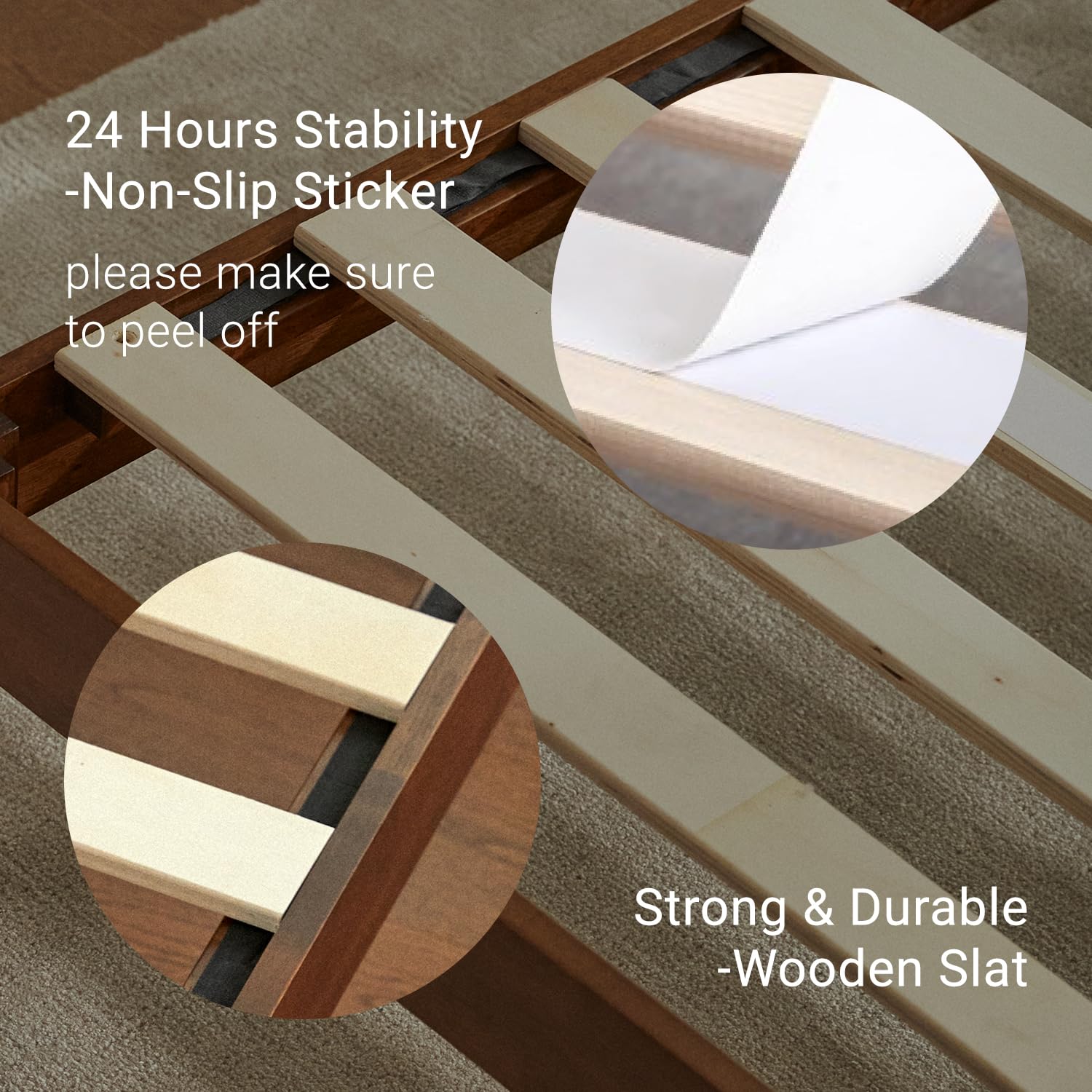 Condition photo showing New/Like New for lifement classic wood platform, side peices only replacent noise free, under bed storage, no box spring needed, easy assembly, cherry