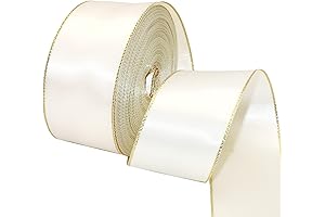 Dave Accessories Antique White Satin Ribbon with Gold Edges