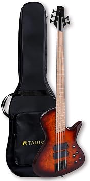 TARIO 5 String Electric Bass Guitar Linden wood body Birdseye Maple Veneer top Torrefied maple neck Torrefied maple Fingerboard fanned fret