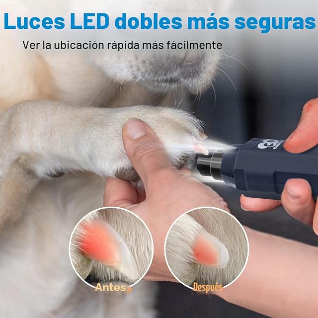 Foto 3 de 7 de Casfuy - Lima de uñas para Perros de 6 Velocidades, Cortador de uñas Eléctrico Recargable de para Mascotas…