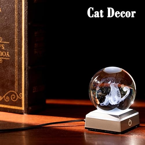 Miniatura 3 de ERWEI Bola de cristal de hadas 3D con base iluminada, bola de vidrio grabada con láser, globos decorativos, luz nocturna de hadas, esfera de