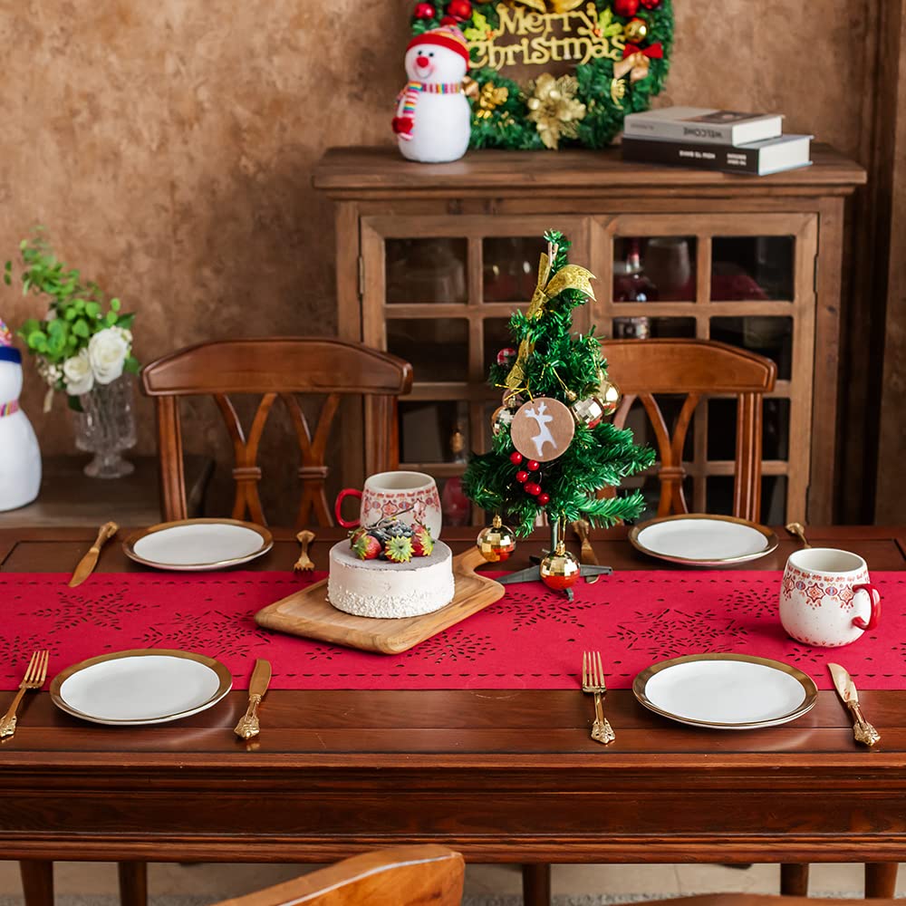 Amazon.com: ARTABLE Christmas Table Runner Burgundy Hollow
