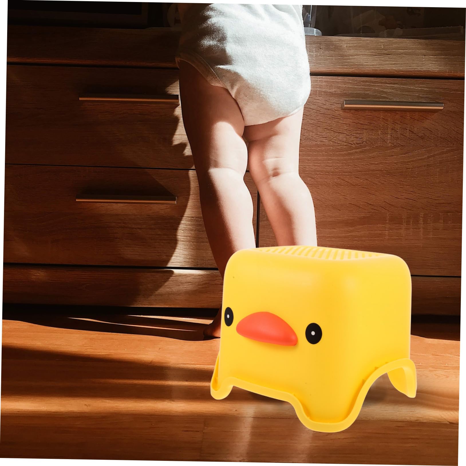 Sosoport Sgabello Per Bambini Portatile in Plastica Resistente, Sgabello Basso Quadrato Multifunzionale Per Bagno, Cucina e Camera Da Letto, Seduta Comoda e Organizer Design Papera