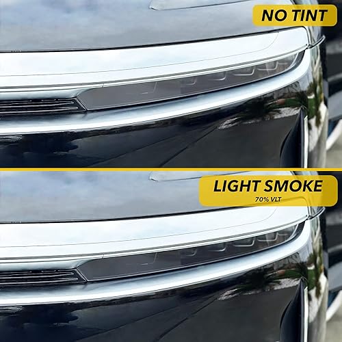Miniatura 2 de Tinte de humo PPF para faros delanteros Lucid Air, humo oscuro 70% VLT  Cubierta de faro ahumado - Mejora y protege con película protectora de