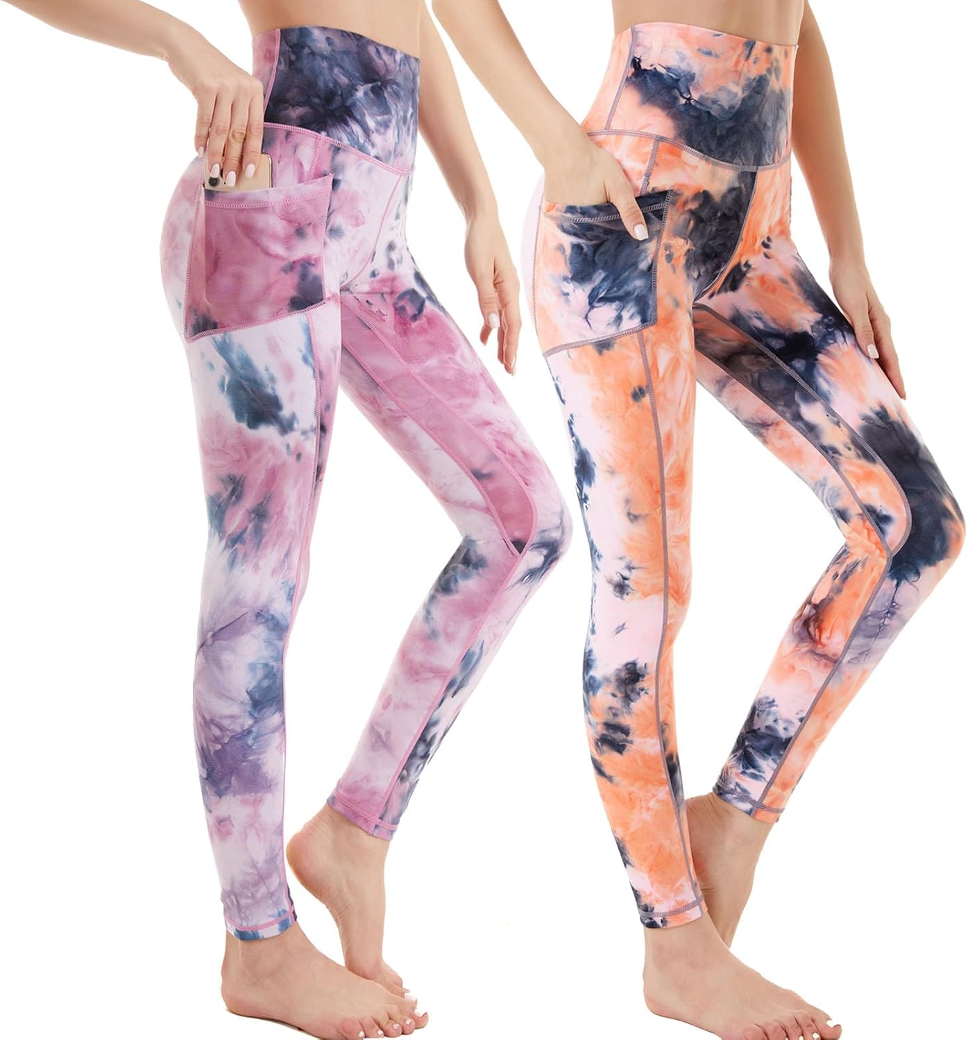 ROSA JUNIO High Waist Leggings with Pockets for Women, Stretch Workout Leggings Exercise Athletic Yoga Pants