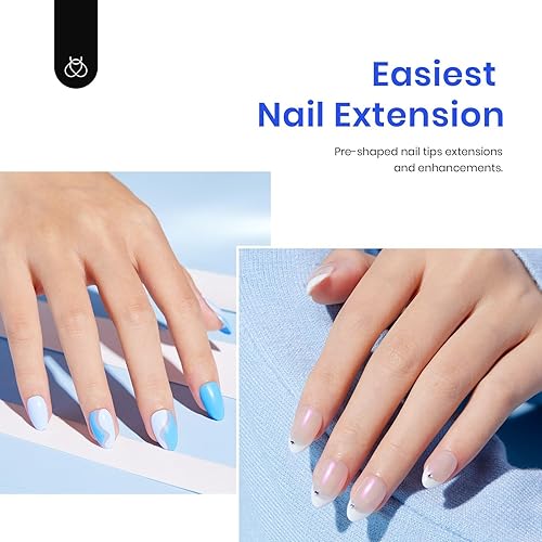 Miniatura 3 de Beetles - Kit de gel para extensión de uñas fácil de usar, 500 uñas de gel de almendra extracortas transparentes y preformadas, pegamento multiusos