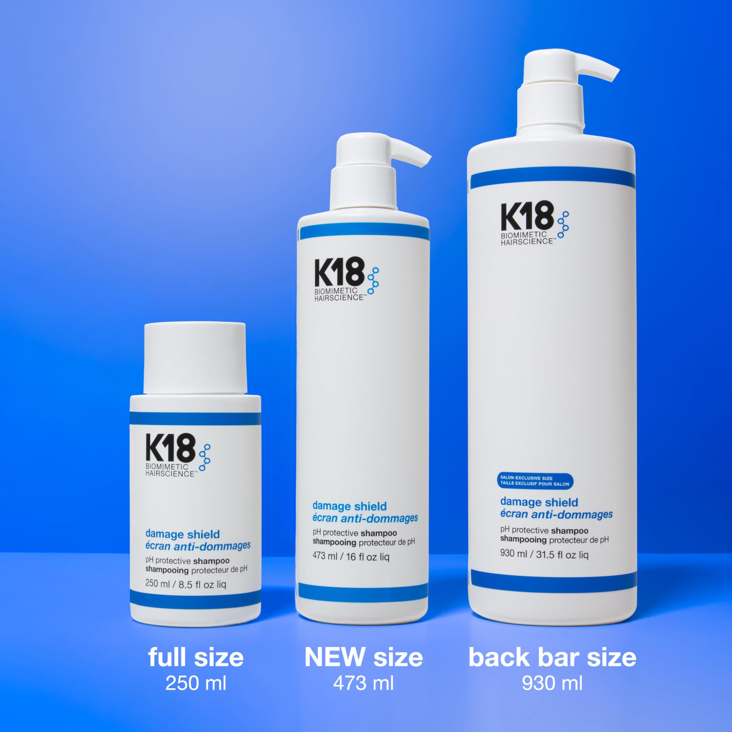 K18 Damage Shield Protective Shampoo, 473ml | Protecteur pH, sans danger pour cheveux colorés, protège des dommages, anti-frisottis, brillance, nettoyage doux quotidien