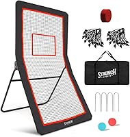 StaunchSports 4x7ft Lacrosse Rebounder - 5 Angles, Neon Target Strap, 2 Balls, Durable Backyard Training Net