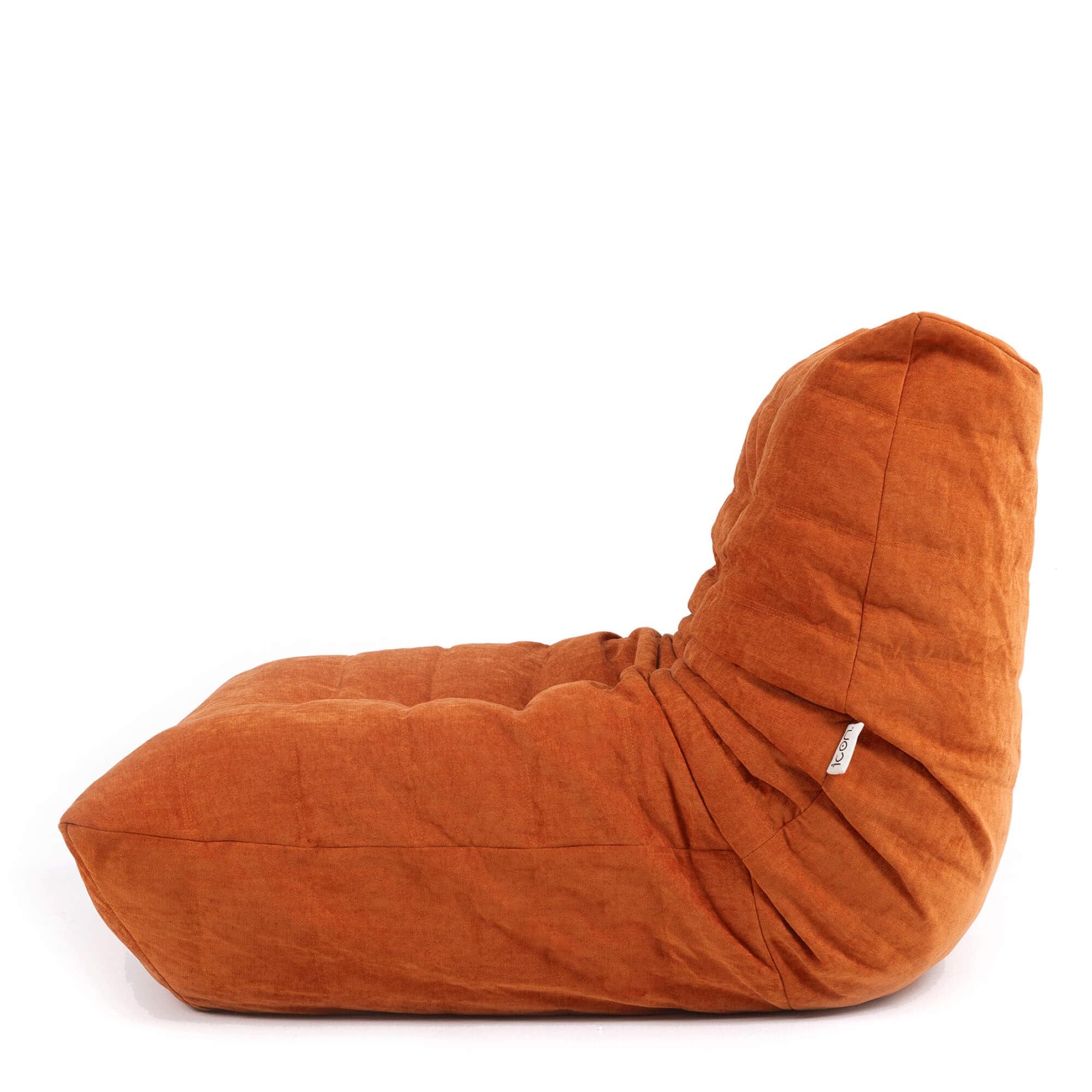Icon Enzo Bodenstuhl mit Rückenlehne, Orange, Chenille Stoff, Bequemer Stuhl mit Schaumstofffüllung inklusive, Bodensofa, Wohnzimmermöbel, Schlafzimmerstuhl, Loungesessel, Akzentstuhl