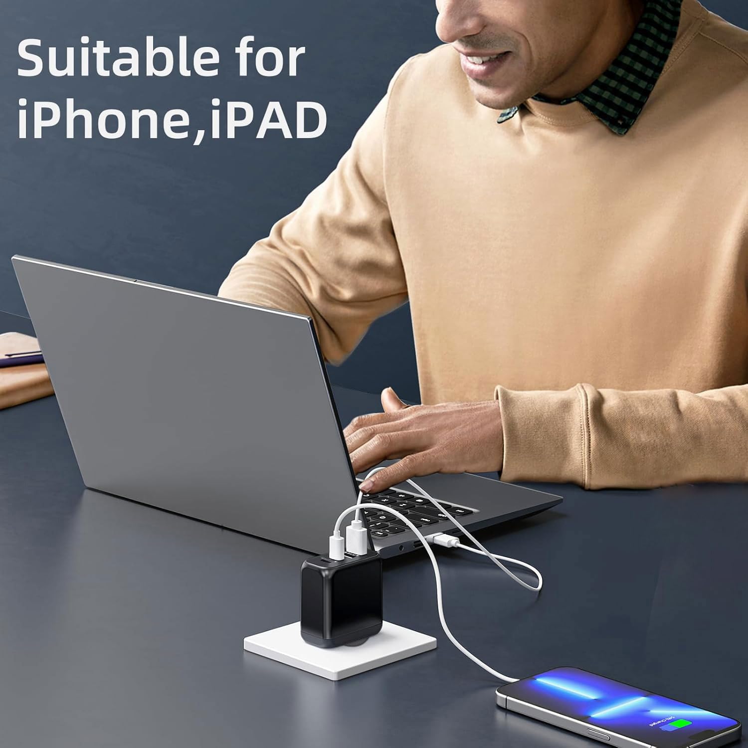 2 Pezzi Caricatore Rapido USB C Plug, Adattatore di Caricabatterie USB C a 4 Porte Da 20 W per iPhone 16 15 14 13 12 11 Pro Max SE XS XR 8 Plus SE, iPad, Samsung Galaxy