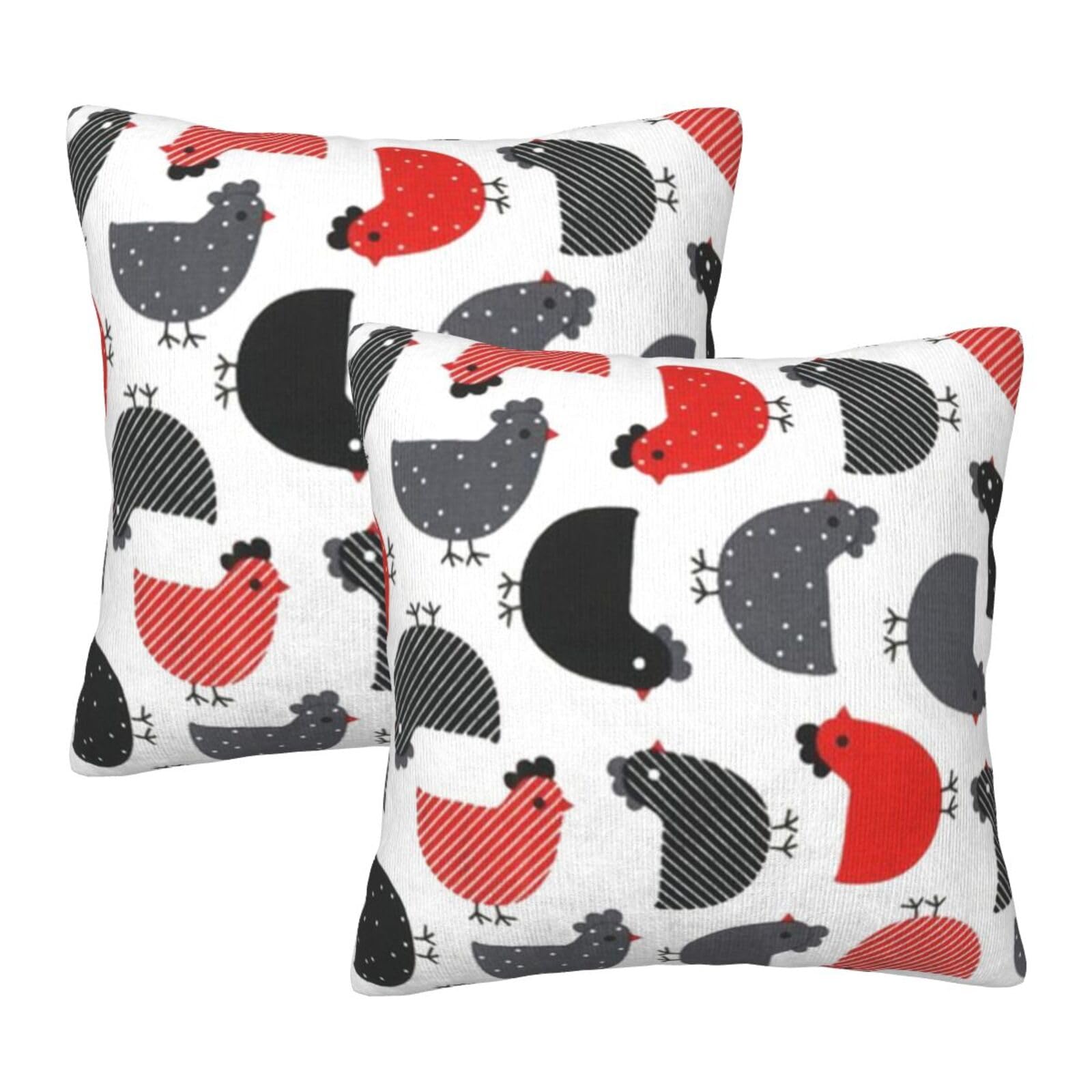 Lot de 2 taies d'oreiller carrées motif poule pour changer de décoration