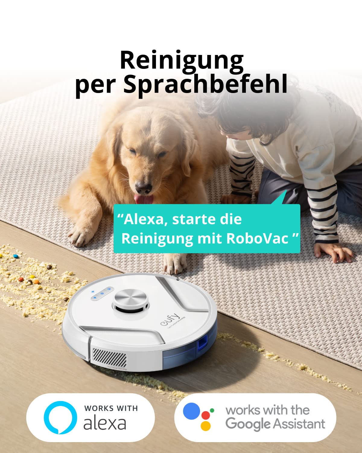 eufy RoboVac X8 Saugroboter mit Lasernavigation, 2X 2000Pa Saugleistung, Twin-Turbine Technologie, AI. Map 2.0 Technologie, WLAN-Konnektivität, BoostIQ Technologie (Generalüberholt)