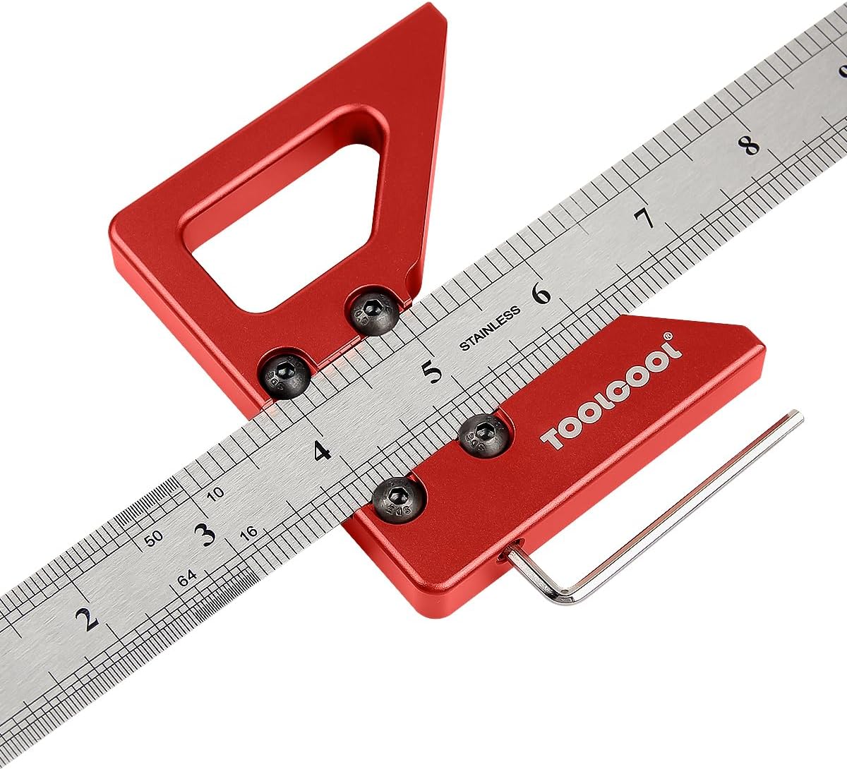 TOOLCOOL Circle Center Finder Tool Woodworking Centering Tool 45 Degree Angle Maker Draw Scribe Line Ruler Aluminum Alloy