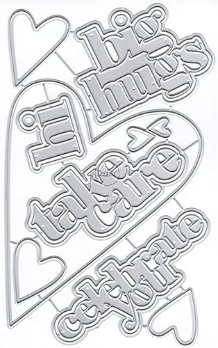 DzIxY Shadow Words Corazones Troqueles de corte de metal para kit de fabricación de tarjetas, troquelados, troquelados, plantillas de máquina de