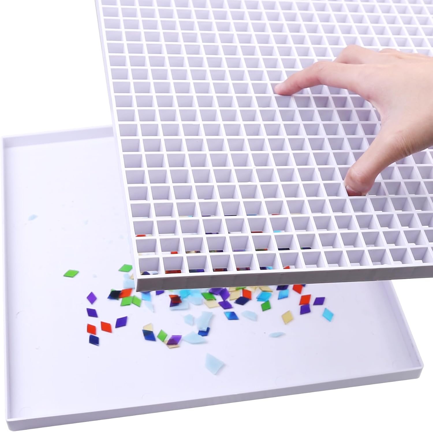12''x12'' Stained Glass Cutting Mat with Tray, Suitable for Cutting Glass and Cutting Mats for Crafts, Auxiliary tool for collecting glass shards with Removable Double-layer Design, 1 Pack