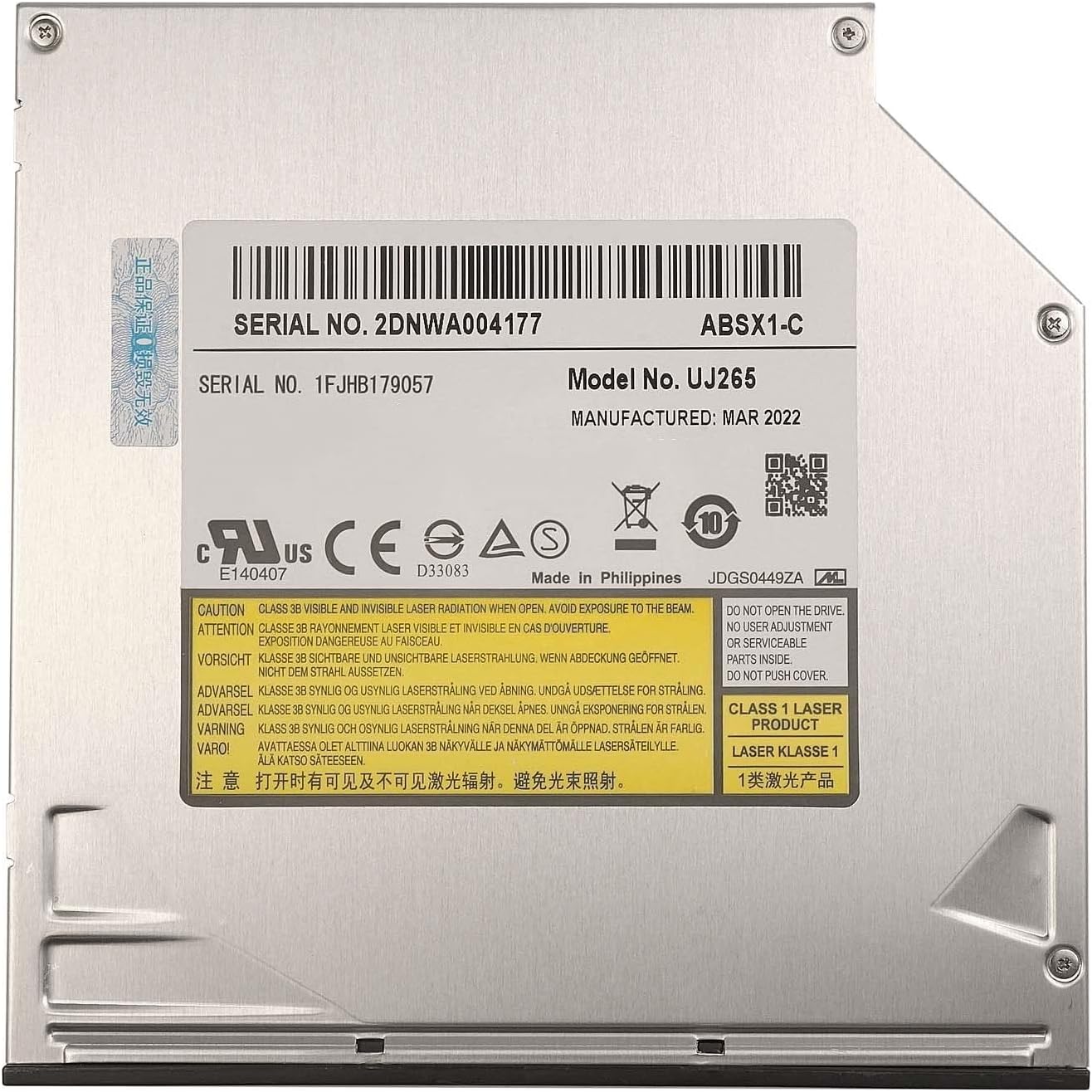 Slot Load Bluray Burner Player 12.7mm SATA Optical Disc