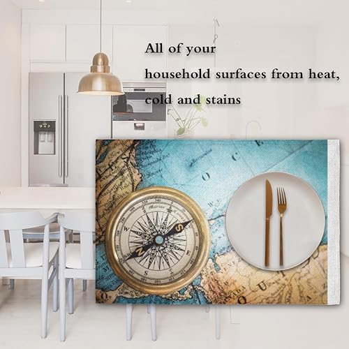 Miniatura 6 de Juego de 6 manteles individuales con diseño de mapa del mar, lavables, resistentes al calor, para cocina, mesa de comedor, interior y exterior, 18 x