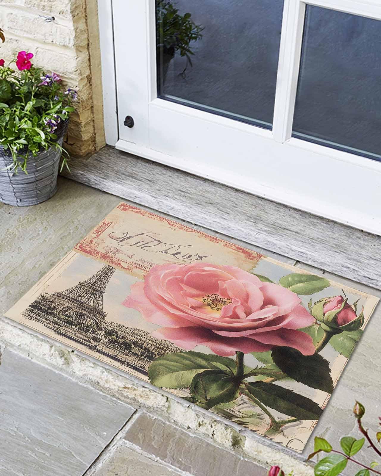 Amazon.com: Front Door Mat Outside Entrance, Pink Spring Floral