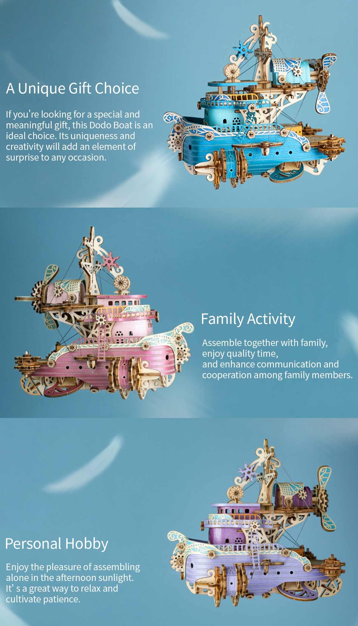 Drewniane Puzzle 3D dla Dorosłych - Steampunk Statek Lotniczy do Samodzielnego Montażu, Zestaw do Budowania, Rzemiosło