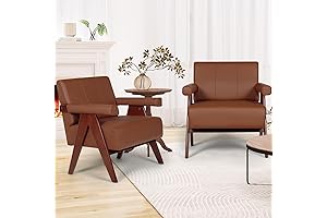 Enhance Your Sitting Room with AODAILIHB Mid-Century Modern Brown Leather Accent Chairs:...