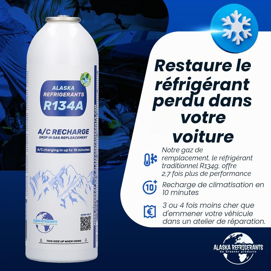 Recharge de gaz réfrigérant pour climatisation de véhicule HC134A - Bouteille de remplacement pour voitures