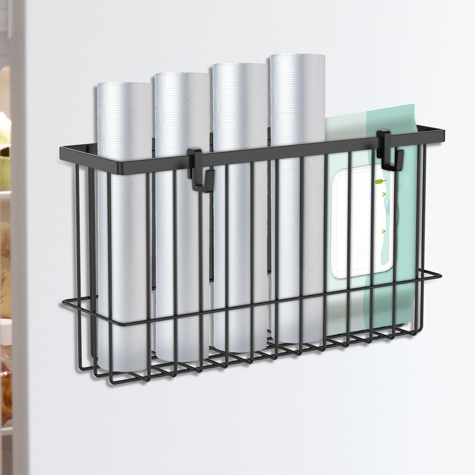 Sutowe 1Pack Magnetic Storage Rack Side Fridge Spice Rack Organizer Magnetic Kitchen Organization Metal Mesh Fridge Shelves For Spice Jars And Seasoning Bottles(1Pack)