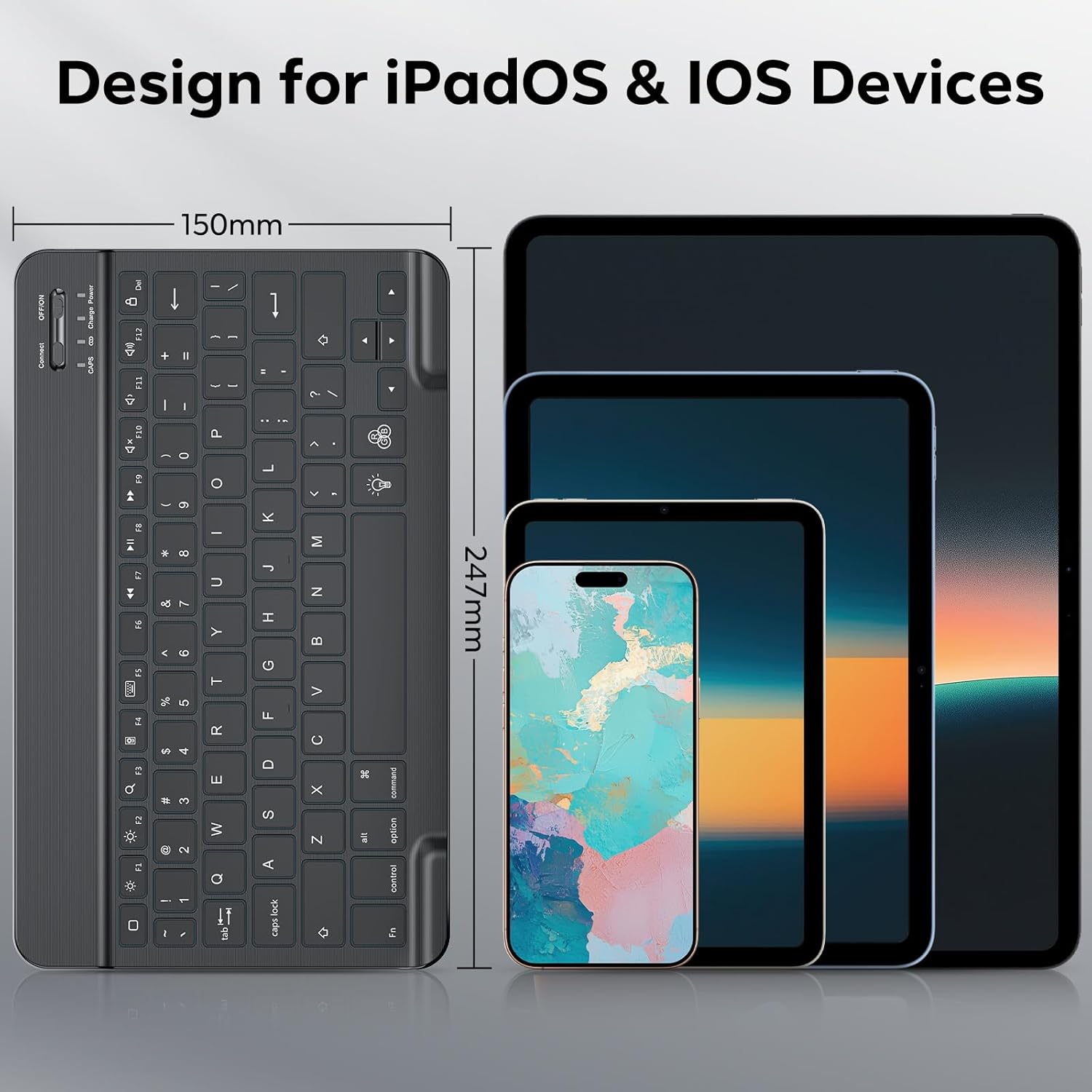 OMOTON Bluetooth Keyboard with blue backlight