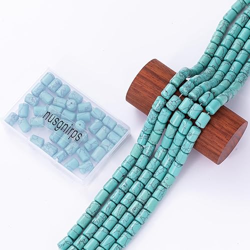 Miniatura 6 de Granos de tubo cilíndrico turquesa azul natural de 0.394x0.551 in 15.0 instr sueltas semi piedras preciosas para hacer pulseras collar