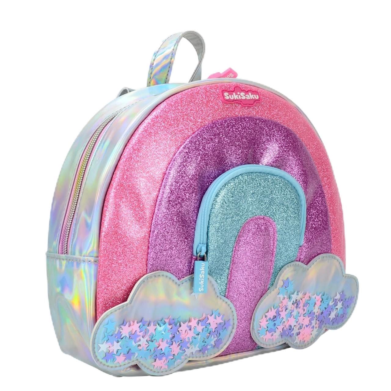 Kids Glitter Rainbow Backpack with Cloud Star Pouches, Lightweight Mini School Bag for Girls, Cute Holographic Shiny Backpack for Travel, Picnic & Daily Use-image-5