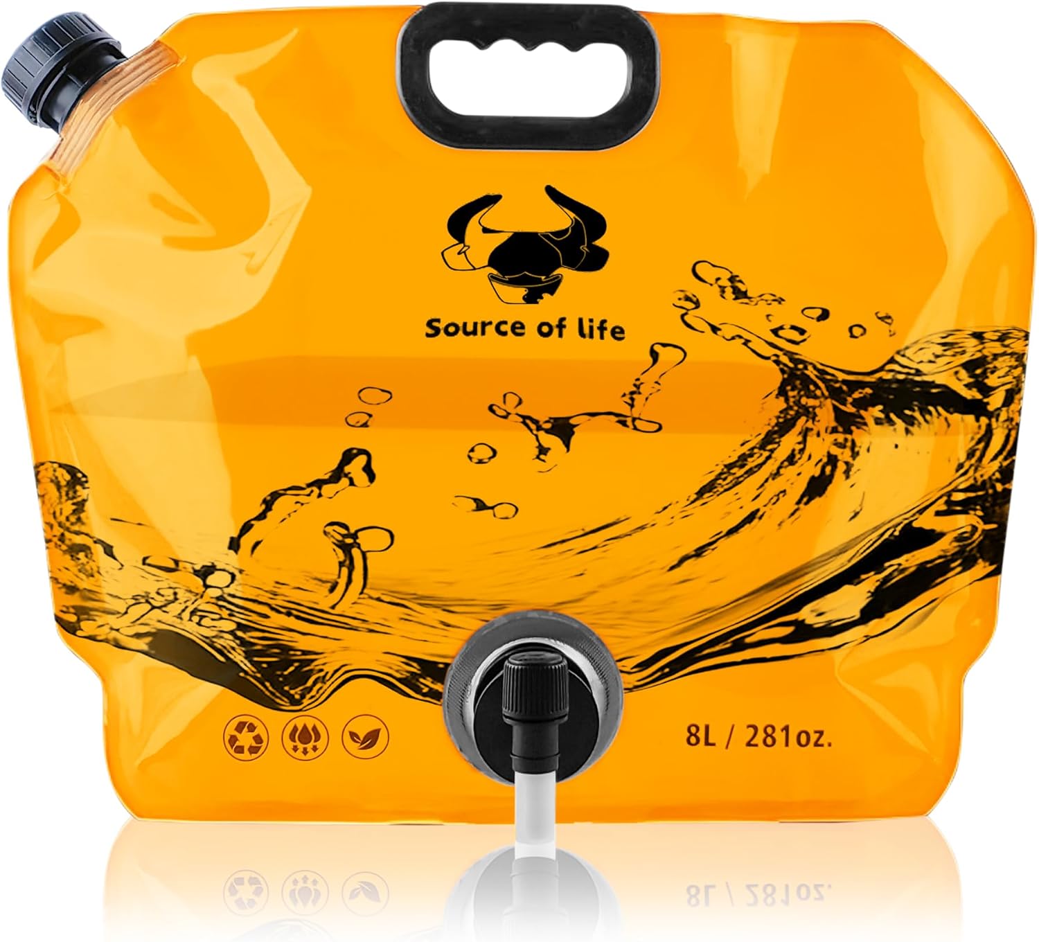 Water Jug Camping 2.1 Gallon Collapsible with Spigot, BPA Free Portable Water Pouch Foldable Water Bags for Outdoor Hiking, Travel and Emergency & Water Storage Containers (Orange-1Pcs)