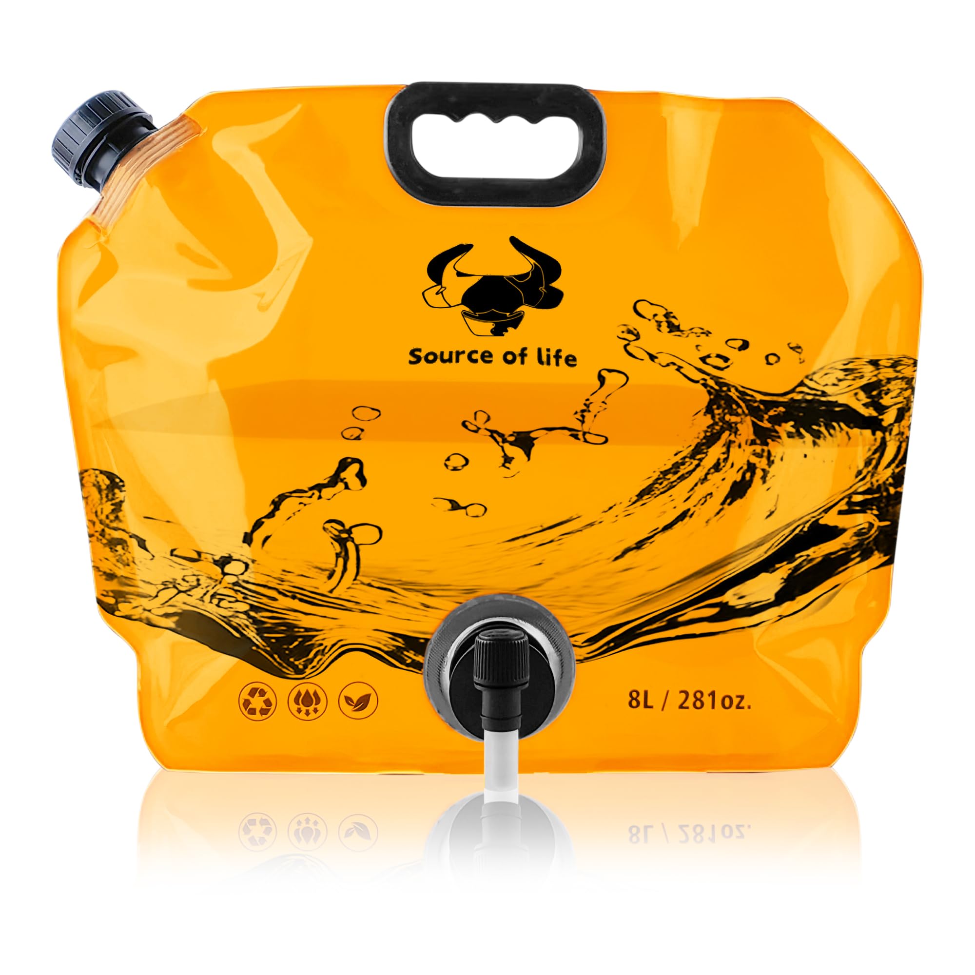 Water Jug Camping 2.1 Gallon Collapsible with Spigot, BPA Free Portable Water Pouch Foldable Water Bags for Outdoor Hiking, Travel and Emergency &amp; Water Storage Containers (Orange-1Pcs)