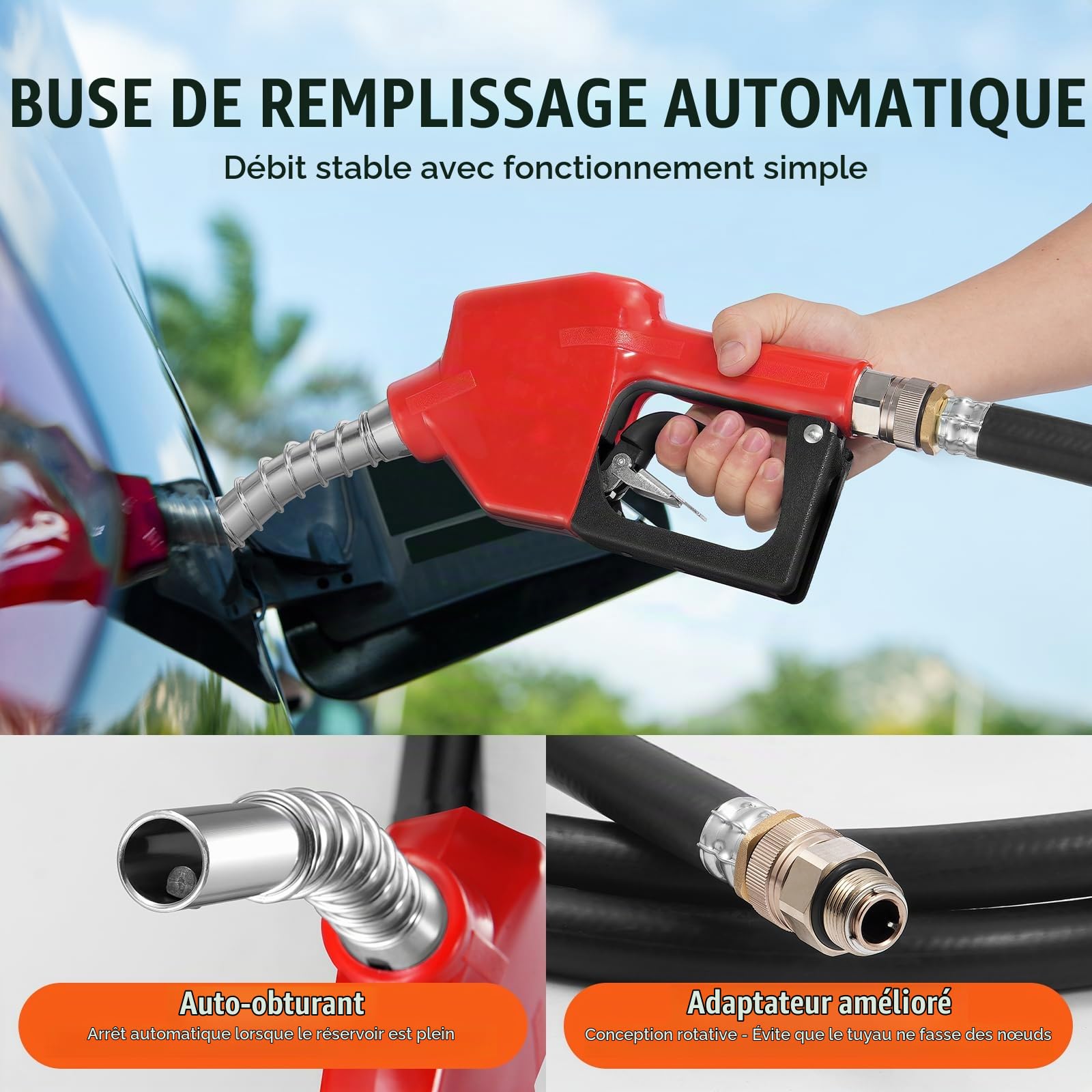 VEVOR Réservoir Diesel Essence Portable, 182 L, Cuve de Ravitaillement Carburant, Pompe de Transfert 12 V, 40 L/min, Tuyau 4 m, Buse Ravitaillement Auto, pour Véhicules Agriculture Industrie, Rouge