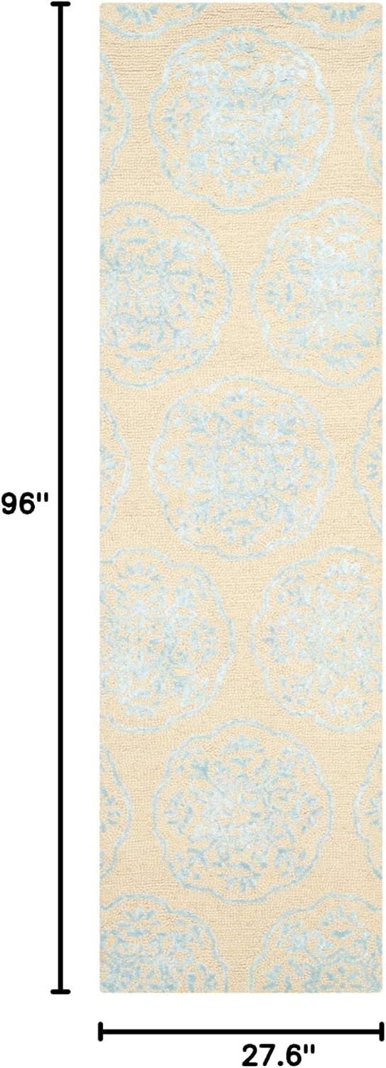 SAFAVIEH Bella Collection 2'3" x 8' Beige/Blue BEL711C Handmade Premium Wool Runner Rug