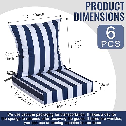 Miniatura 2 de Hoteam Juego de 6 cojines para sillas de exterior, impermeables, para muebles de patio, 20 x 20 pulgadas, para repuesto de asiento y respaldo