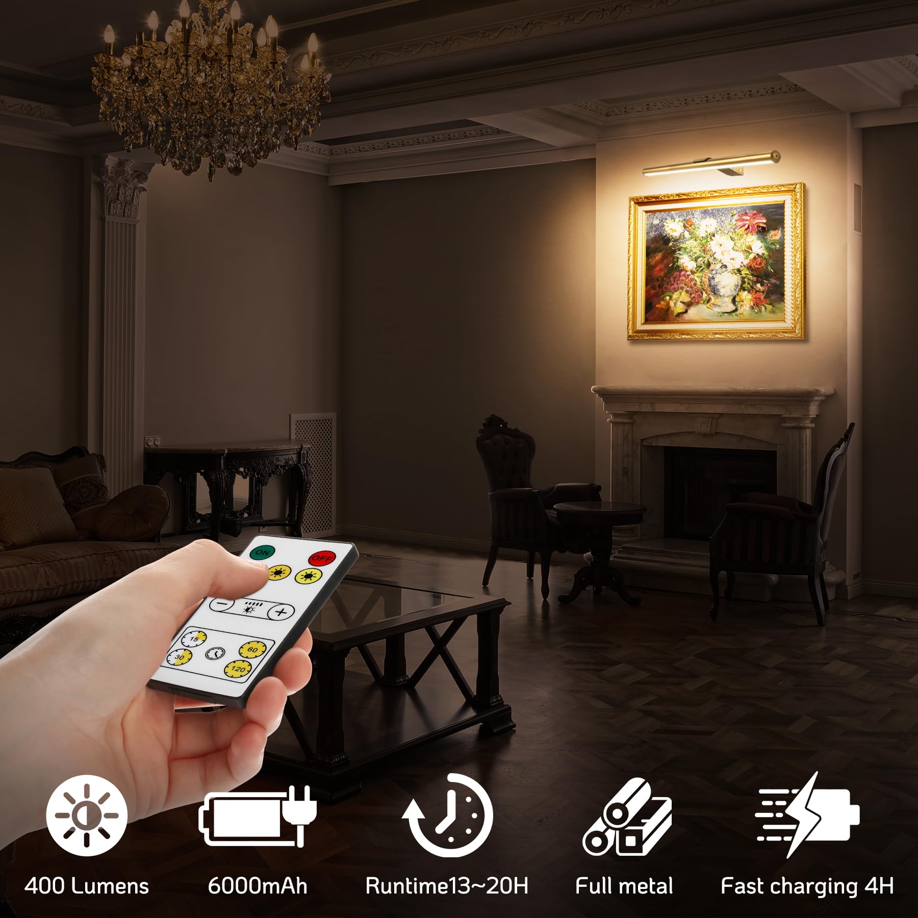 picture light with remote control wireless lampe d'image à batterie pour mur avec télécommande lampe d'art rechargeable sans fil pour la peinture avec