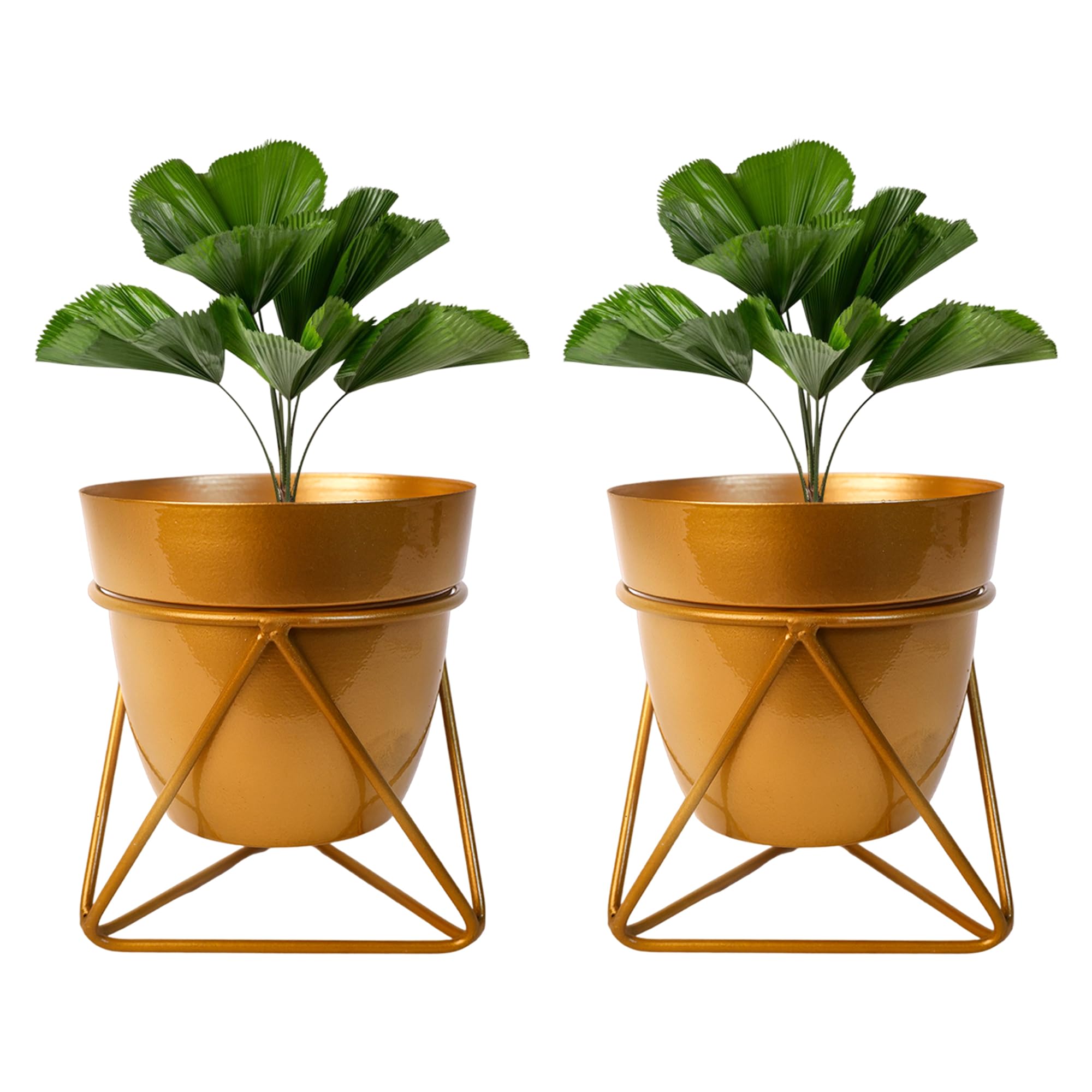 Metal Flower Vase Planter - Red & Iron Stand -29