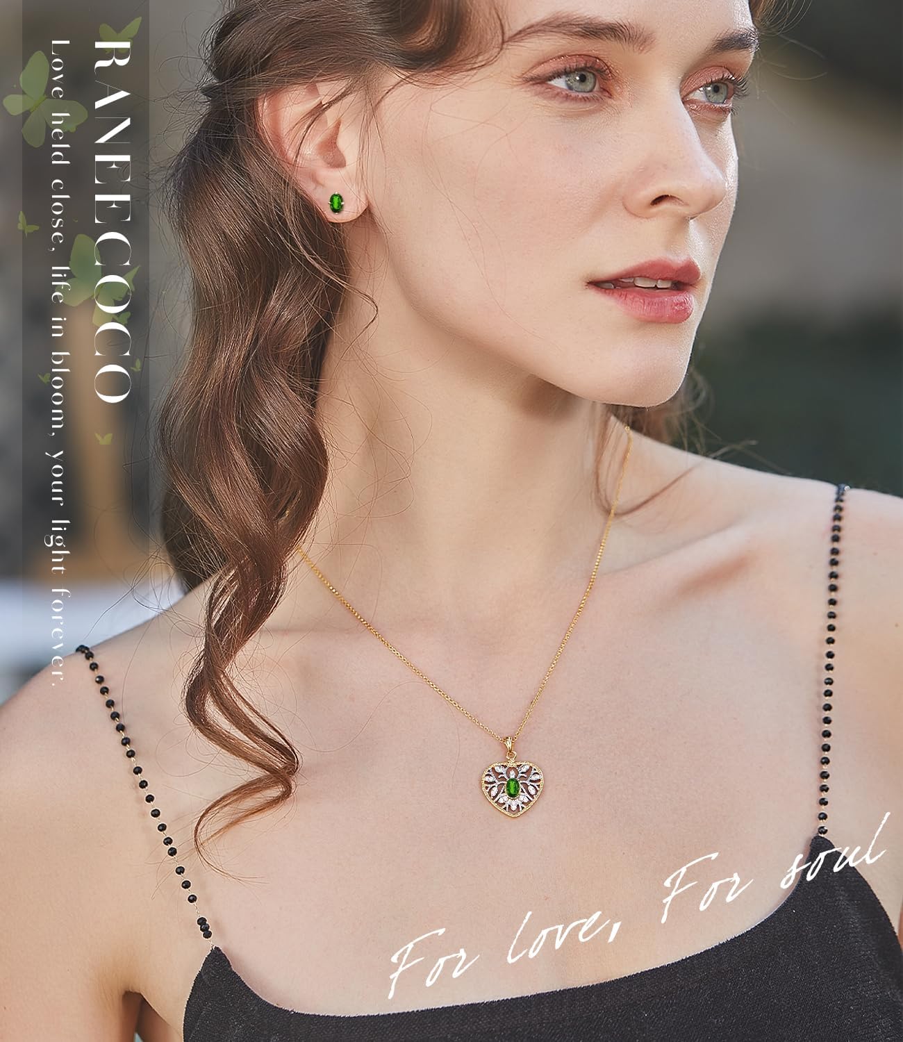 Raneecoco Natural Gemstone Necklace for Women 18K Gold Plated Sterling Silver Two-Tone Tree of Life & Love Heart Pendant Jewelry | Dainty Birthstone Gift For Her Mother Wife - Image 8