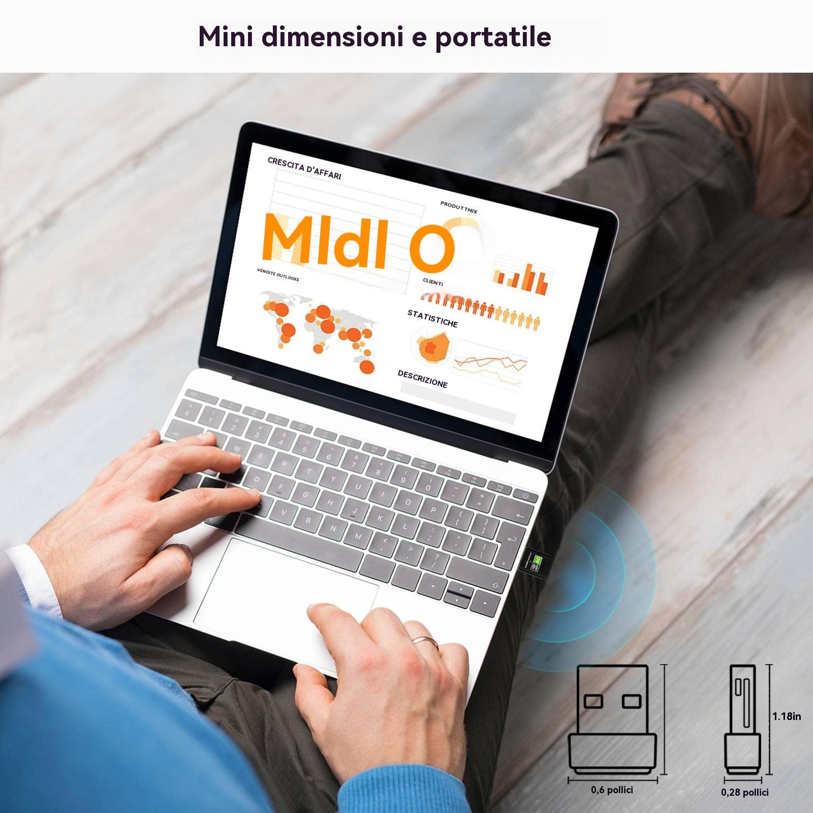 Chiavetta Wifi USB Dual Band 2.4/5GHz 600Mbps Adattatore di Rete Wireless Plug and Play per PC Fisso 2.0 USB